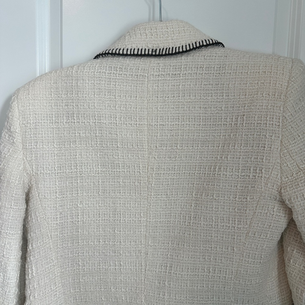 Zara white cream black tweed blazer size Small - Picture 7 of 11